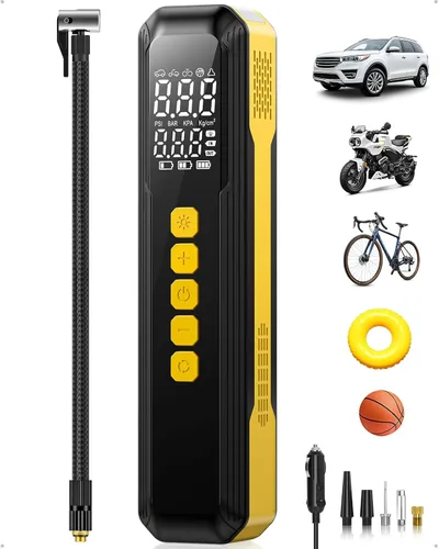 Miniatura 13 de Inflador de Neumáticos Compresor de Aire Portátil - Bomba de Aire Rápida Inalámbrica para Neumáticos de Coche, Bomba de Aire Eléctrica de 150 PSI