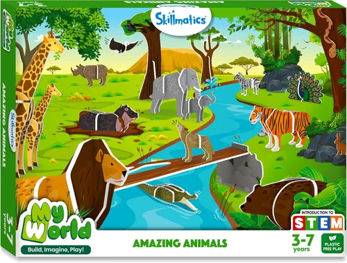 Miniatura 5 de Skillmatics Juguete de construcción STEM: My World Amazing Animals Regalos para niños de 3 a 7 años Divertido juego educativo y de aprendizaje