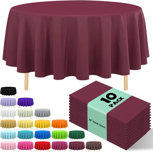 Miniatura 53 de Paquete de 10 manteles desechables de plástico premium de 54 x 108 pulgadas, mantel rectangular para mesa, para cumpleaños, bodas, Navidad, Beige