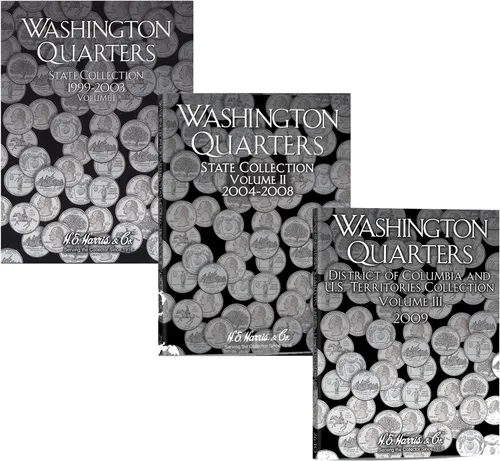 Miniatura 12 de H.E. Harris & Co. US Washington Quarter Carpeta de monedas de cuatro volúmenes 1932 – 1998# 2688.2689.2690.2691 Conjunto de cuatro volúmenes