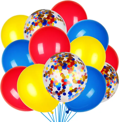 Miniatura 11 de Globos de látex naranja, azul y verde con globos de confeti para fiesta de cumpleaños de dinosaurio baby shower (80 paquetes)