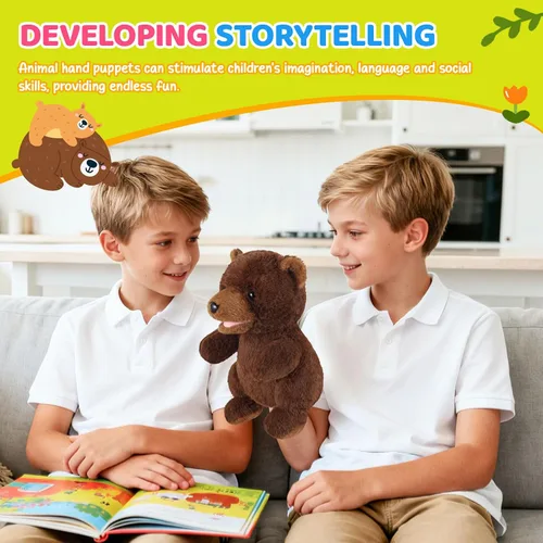 Miniatura 5 de Marionetas de Mano de Animales de 11 Pulgadas Safari Selva Zoológico Bosque Títere Selva Tropical Pastizales Animales Juego de Roles para Niños