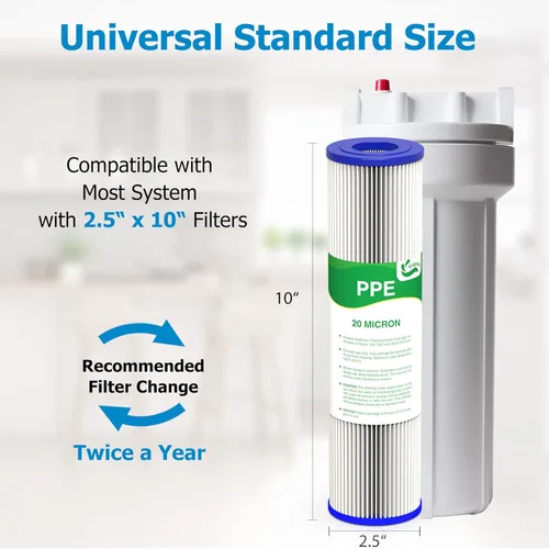 Miniatura 3 de Filtro de agua de 20 micrones de 10 x 2.5 pulgadas, prefiltros de sedimentos para toda la casa de 10 pulgadas para agua de pozo y grifo, cartucho