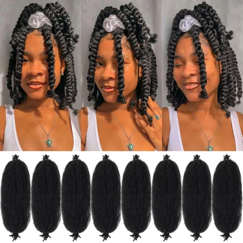 Miniatura 33 de Cabello Rizado Afro Elástico 8 Paquetes Cabello Trenzado Marley Twist Cabello Spring Twist Pre-Separado para Locs Falsos Cabello de Ganchillo Kinky