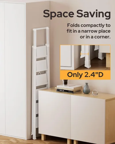 Miniatura 2 de Escalera de 6 escalones para techo de 12 pies de alto, taburete plegable de aluminio ligero con cómodo agarre, escaleras con pedal antideslizante