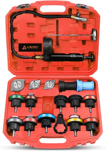 Miniatura 11 de Kit de prueba de presión de radiador ADAFIRST, 18 piezas, bomba manual de tanque de agua automotriz, herramienta de prueba de presión y adaptadores