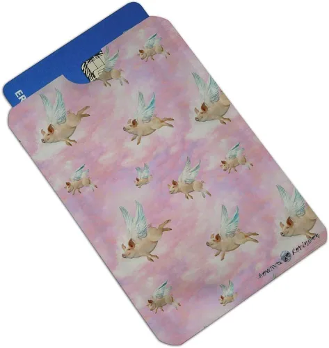 Miniatura 2 de If Pigs Could Fly Pink Clouds Wings Credit Card RFID Blocker Holder Protector Cartera Monedero Juego de 4