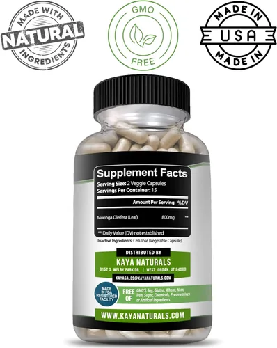 Miniatura 3 de Kaya Naturals Extracto de hoja de moringa, suplemento completo de superalimentos verdes, moringa de árbol milagroso puro, aumenta la energía