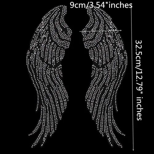 Miniatura 4 de Ala de ángel grande para planchar en Hot Fix Rhinestone Transfer Bling Motif Diamond Applique 1 par