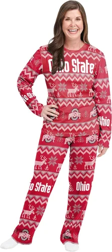 Miniatura 2 de FOCO NCAA para mujeres - Conjunto de pijamas familiares navideños a juego con patrón feo del equipo universitario de la NCAA Patrón feo navideño