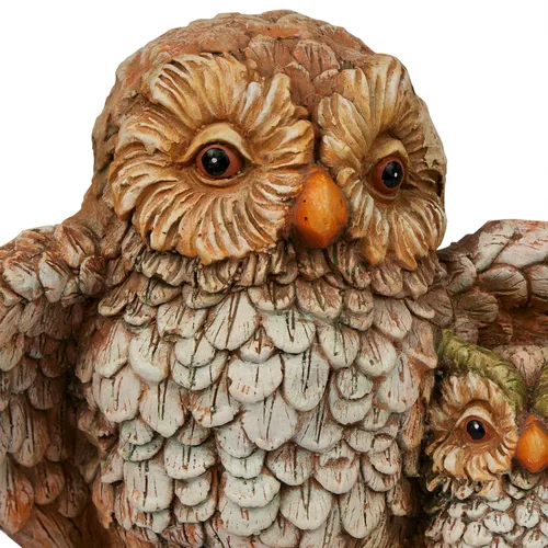 Miniatura 9 de Alpine Corporation QFC366HH - Estatua de jardín de búho para interiores y exteriores, estatua de la familia de búho amoroso, 11 pulgadas de alto