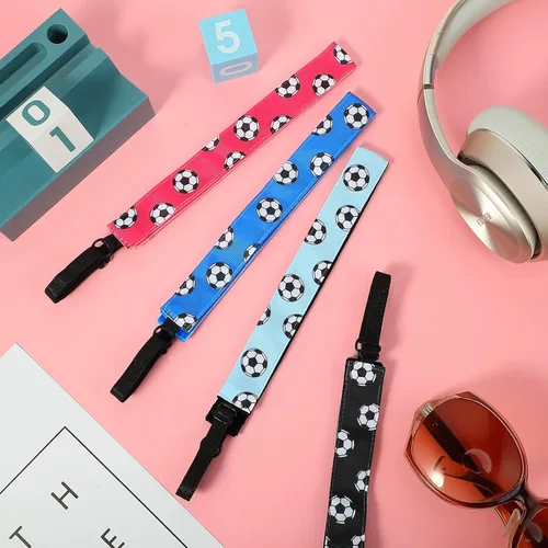 Miniatura 6 de SATINIOR 4 diademas de fútbol antideslizantes para niña, ajustable, color negro, azul, rosa y azul claro