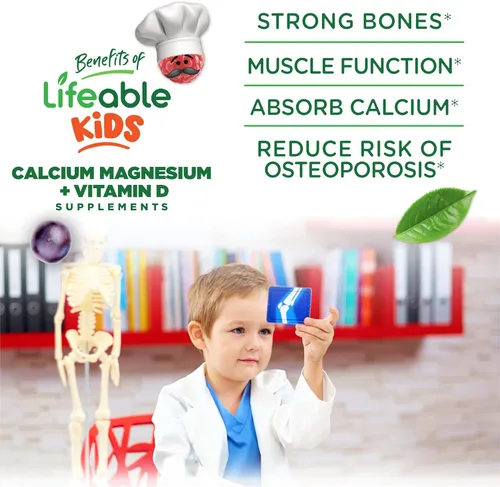 Miniatura 3 de Lifeable Gomitas de calcio, magnesio y vitamina D para niños, gomitas de calcio para niños de gran sabor, para la salud de los dientes y los huesos