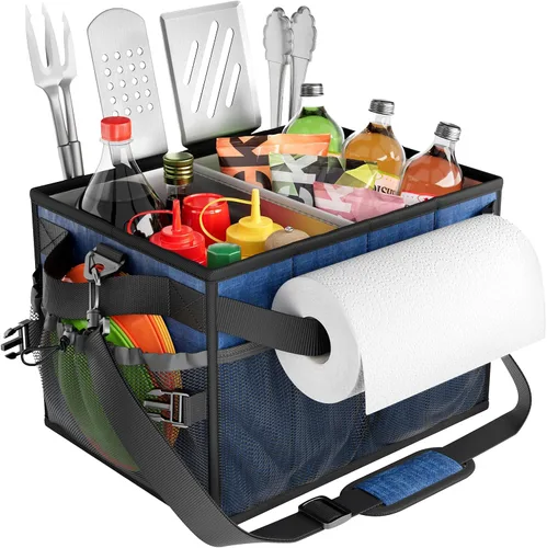 Miniatura 9 de FANGSUN Organizador para Parrilla, Organizador de Barbacoa con Soporte de Toalla de Papel, Organizador de Parrilla para Picnic para Camping al Aire