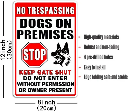 Miniatura 3 de Letrero de metal con texto en inglés «Beware Of Dog» («Beware Of Dog» («Beware Of Dog» («Beware Of Dog»