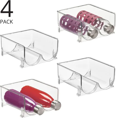 Miniatura 2 de mDesign - Organizador de botellas apilable y de pie, hecho de plástico, para encimeras de cocina, refrigerador, congelador; organizador