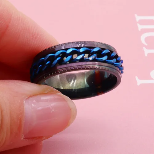 Miniatura 4 de Juego de anillos de acero inoxidable para mujeres y hombres, anillos de ansiedad, luna y estrella, anillo para aliviar la ansiedad y el estrés