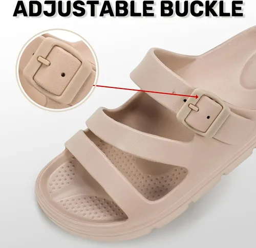 Miniatura 7 de PIMIO Sandalias de soporte de arco para mujer, deslizantes de recuperación para alivio de la fascitis plantar, antideslizantes, ligeras, con cojín