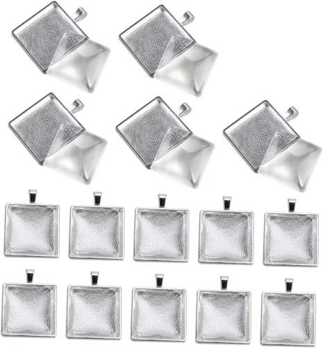 EXCEART 40 juegos colgantes colgantes cuadrados bisel colgante bandejas colgantes artesanía colgantes aleación cúpula Accesorios