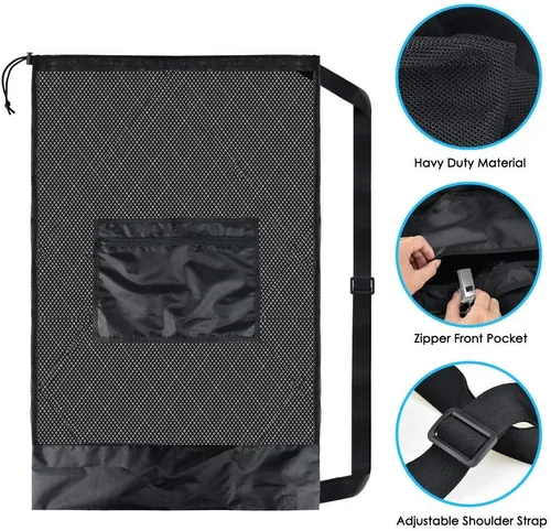Miniatura 3 de BROTOU Bolsa de malla extra grande, bolsa de fútbol con cordón para entrenador, uso para baloncesto, voleibol, béisbol, bolsa de equipo de malla