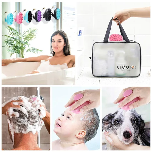 Miniatura 3 de Cepillo masajeador de cuero cabelludo, cepillo de champú para el cuero cabelludo, cepillo de ducha para el cabello, masajeador de cabeza para Rosa