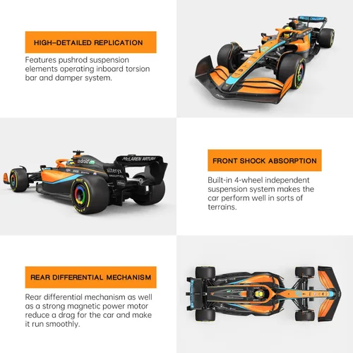 Miniatura 7 de RASTAR McLaren MCL36 Formula 1 Race RC Car 1/12 Escala McLaren F1 Coche de juguete a control remoto