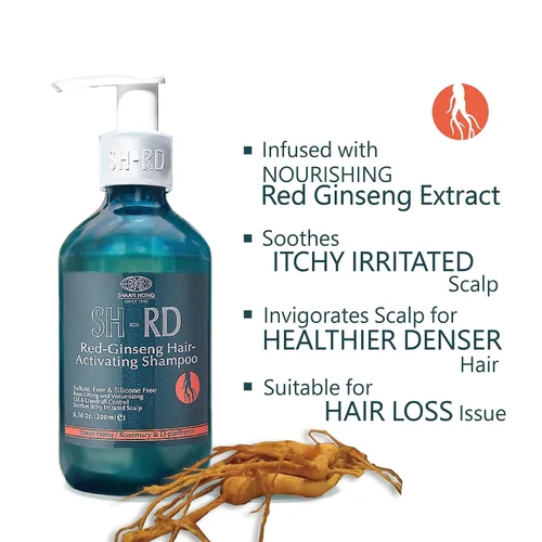Miniatura 2 de SH-RD Champú activador de ginseng rojo para cabello adelgazante Extracto de hierbas, romero, vitamina B5 Levantamiento de raíces, control