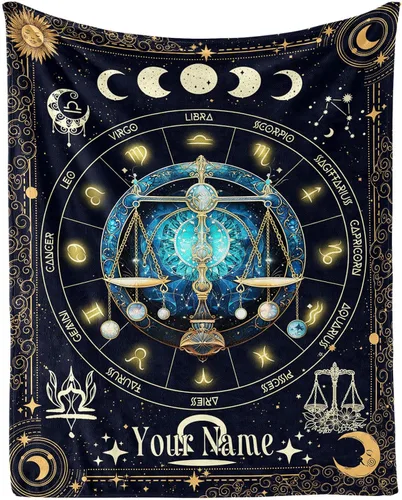 Miniatura 16 de Manta del Zodiaco Acuario para Niños y Niñas, Diseño Temático de Astrología Secreta Impreso, Mantas de Tiro para Niños, Regazo, Silla, Manta Suave