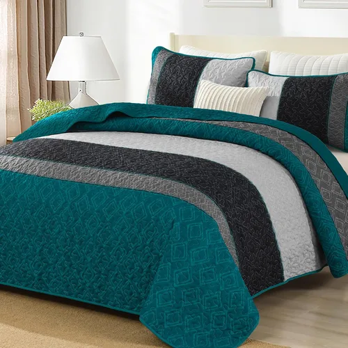 Miniatura 13 de Cottolester Juego de edredón de otoño de 2 piezas, tamaño individual, colcha de retazos a rayas marrones para hombres y mujeres, juego de ropa
