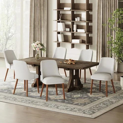 Miniatura 17 de MALOL Juego de 4 sillas de comedor tapizadas con patas de madera, sillas de cocina acolchadas con respaldo alto para comedor, restaurante y Beige-New