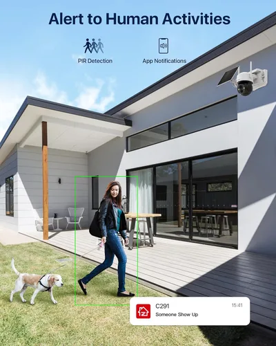 Miniatura 4 de Cámara de seguridad ZOSI C291 4MP inalámbrica con batería para exteriores con panel solar, cámara panorámica/inclinación de 2.5K 360, seguimiento