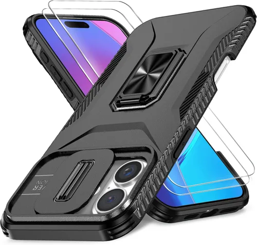 Miniatura 32 de Funda HakkTaoo para iPhone 13/iPhone 14 de 6.1 Pulgadas con Funda Deslizante para Cámara + Protector de Pantalla (2 Paquetes), Funda Protectora a