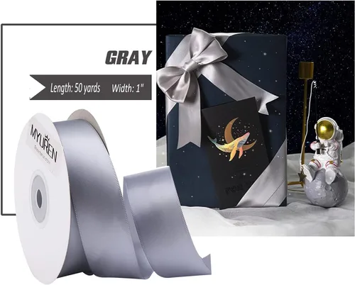 Miniatura 40 de Cinta de satén amarilla de 1 pulgada, cinta de satén sólido de doble cara para envoltura de regalos, bodas, decoración de fiestas, accesorios