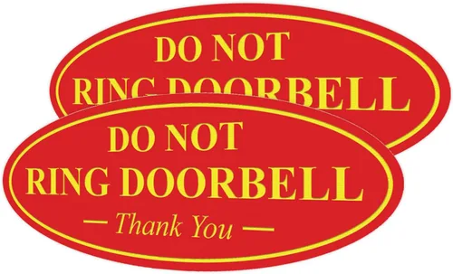 Miniatura 46 de All Quality Cartel de agradecimiento ovalado con texto en inglés «Do not Ring DOORBELL», color negro, pequeño, 1 paquete
