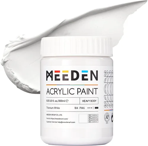 Miniatura 26 de MEEDEN Pintura acrílica blanca de titanio: 1 l/33.8 oz pinturas acrílicas brillantes de cuerpo pesado - Pintura blanca gruesa para lienzo, Blanco