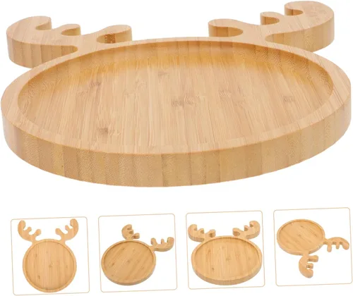 Miniatura 6 de Angoily Bandeja de madera para servir de Navidad, cornamentas de reno, bandeja para sushi sashimi, bandeja para aperitivos, postres, dulces