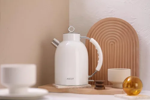 Miniatura 6 de ASCOT Hervidor eléctrico, hervidor de té eléctrico de acero inoxidable, regalos para hombres/mujeres/familia, calentador de té retro de 1.5 L 1500 W