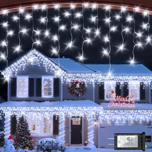 Miniatura 9 de 612 luces LED de Navidad de 60 pies con 136 caídas, 12 modos de iluminación, decoración navideña multicolor, luces centelleantes regulables