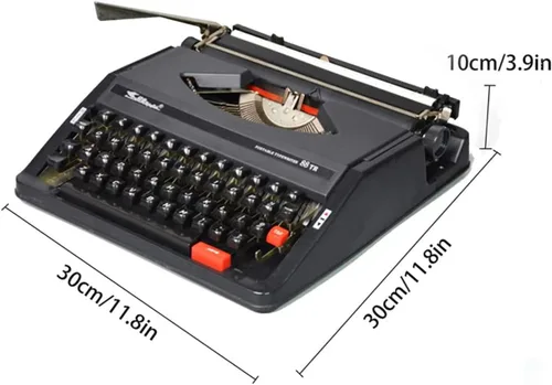 Miniatura 4 de Máquina de escribir manual a la antigua, máquina de escribir, botones flexibles y portátiles, escritura a mano clara, para letras, escritura Negro