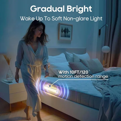 Miniatura 6 de Paquete de 2 luces para debajo del gabinete, 3 temperaturas de color, luz con sensor de movimiento para interiores, luces LED recargables
