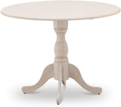 Miniatura 4 de East West Furniture DMT-LWH-TP Dublin - Mesa de comedor redonda con base de pedestal, 42 x 42 pulgadas, color blanco lino