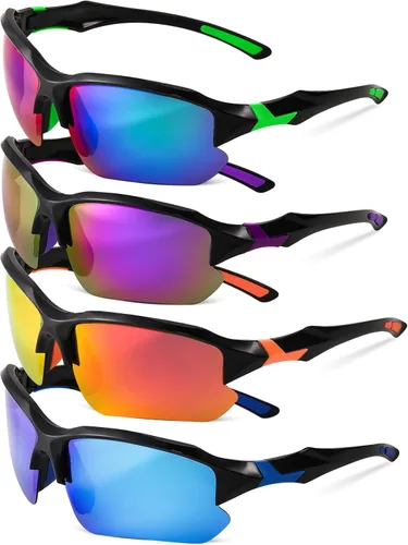 Miniatura 9 de Paquete de 4 lentes de sol deportivos polarizados para mujeres y hombres, protección UV, para correr, ciclismo, pesca, al aire libre