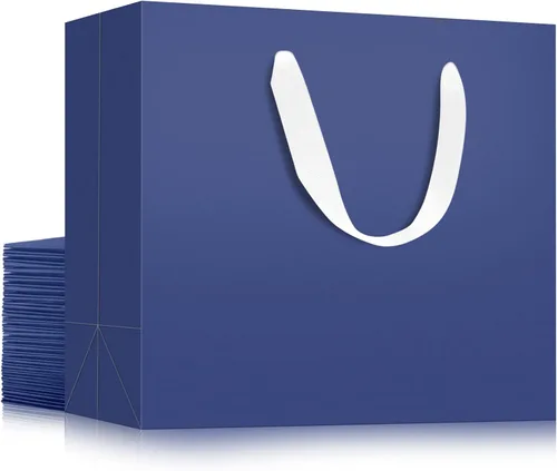 Miniatura 18 de EUSOAR Bolsas de papel de estraza para regalo, paquete de 12 bolsas de papel kraft de 10.6 x 3.1 x 8.3 pulgadas con asas, bolsas resistentes
