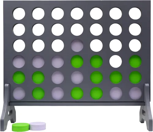 Miniatura 75 de Juego gigante 4 en una fila para familia y adultos – Tailgating Pros Jumbo de madera gris cuatro en una fila juego de patio para interiores