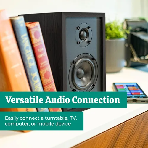 Miniatura 3 de Electrohome Berkeley - Altavoces estéreo 2.0 con amplificador integrado y controladores de 3 pulgadas para tocadiscos, TV, PC y transmisión de Negro