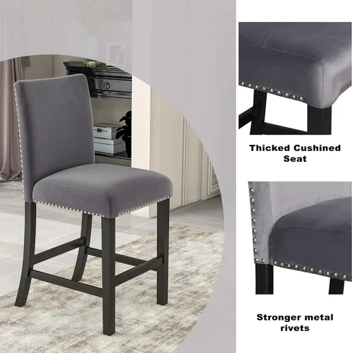 Miniatura 5 de Merax Juego de mesa de comedor para 4, mesa de comedor de altura de mostrador con mesa de comedor de mármol sintético y 4 sillas de asiento