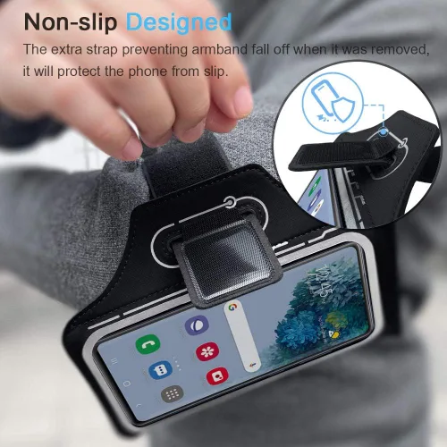 Miniatura 8 de Brazalete para Samsung Galaxy S26 S25 S24 S23 S22 Ultra/Plus/FE, gimnasio Running Entrenamientos Brazo Band con soporte para auriculares (negro)