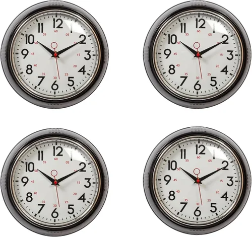 Miniatura 11 de Kiera Grace, reloj de pared retro con bisel cromado y lente de vidrio convexo, de 9.5 pulgadas, Plástico, Verde, 9.5