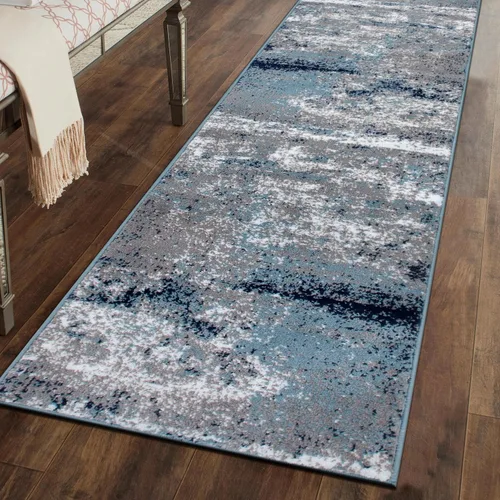 Miniatura 10 de Rugshop - Alfombra moderna envejecida gris abstracta estilo bohemio con acuarela para pasillo, entrada y cocina, 2 pies x 7 pies
