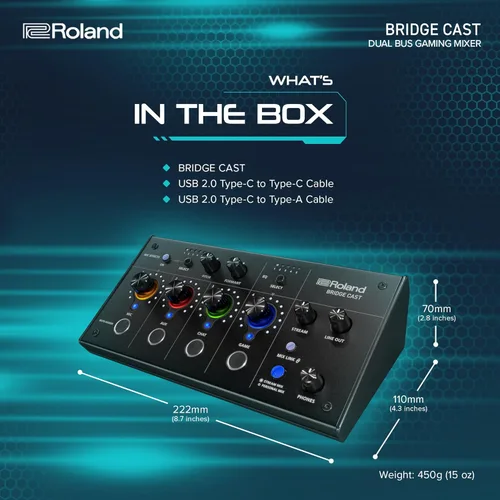 Miniatura 6 de Roland BRIDGE CAST - Mezclador de juegos de doble bus Interfaz de transmisión de audio profesional y mezclador para jugadores en línea Hardware